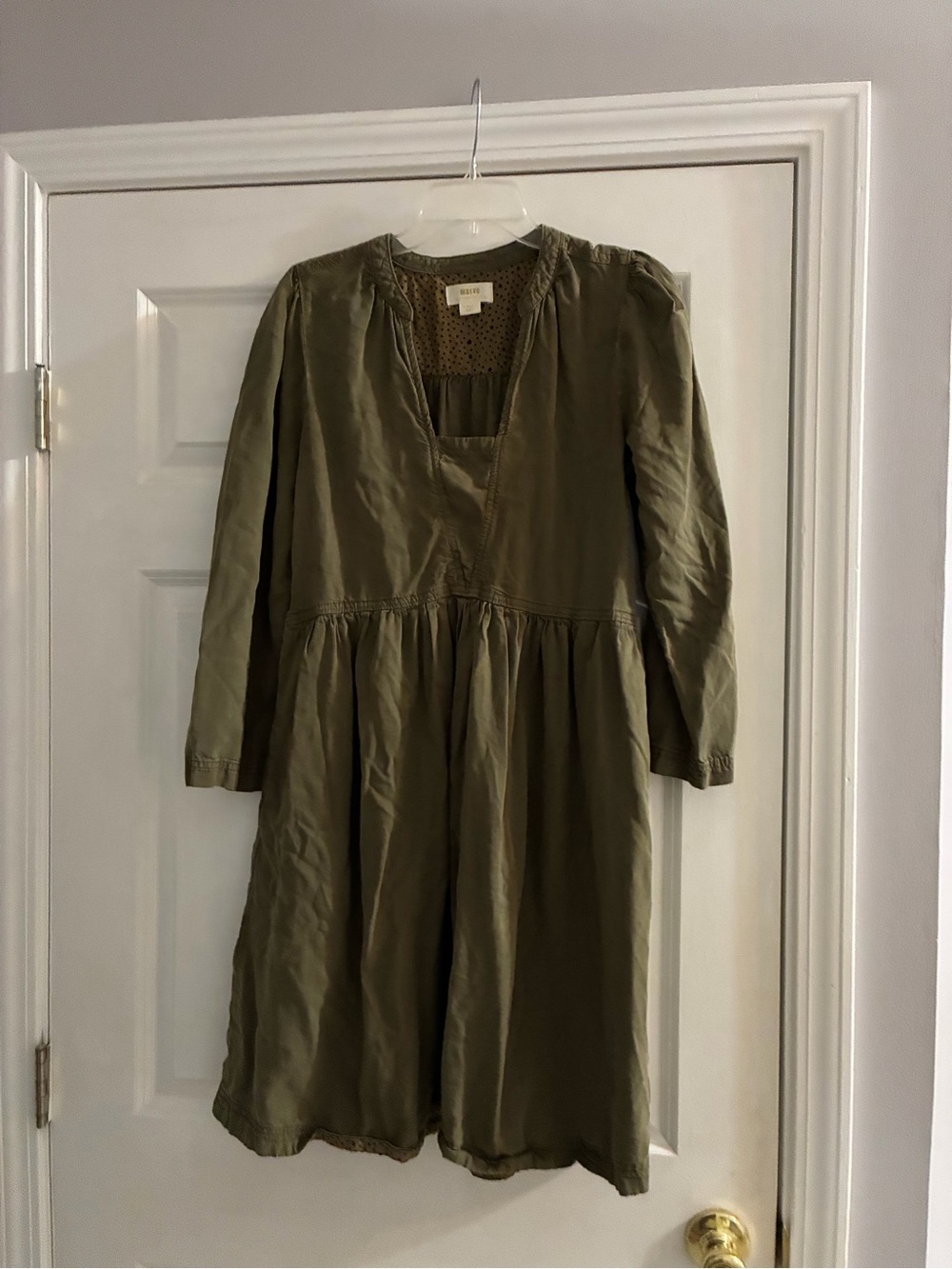 Anthropologie Maeve Olive Green Relaxed Fit Dress, XS/S - Picture 1 of 3
